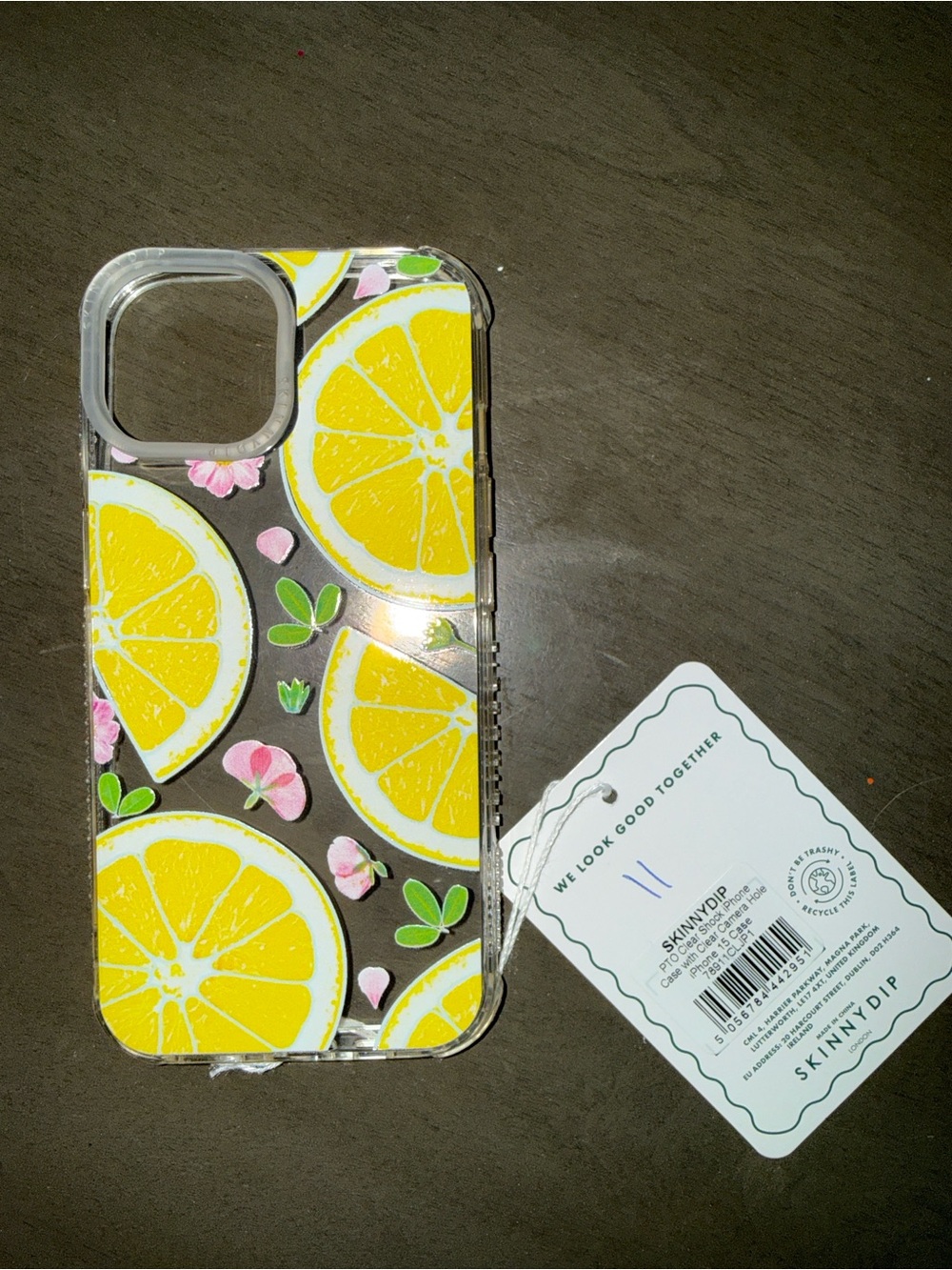 Yellow Lemon Print Clear Phone Case
